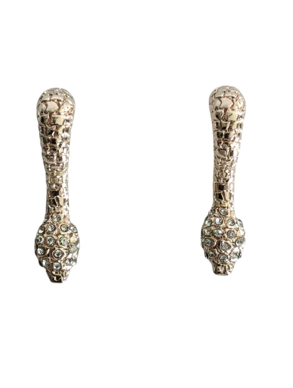 Rose Gold Snake Earrings With Crystal Embellishments